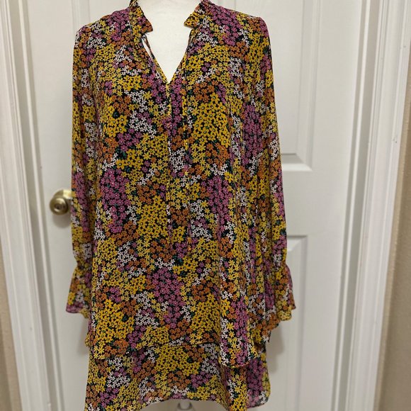 SUGARLIPS Hitachi Floral Karyssa Double Layer Trapeze Dress - Picture 1 of 3